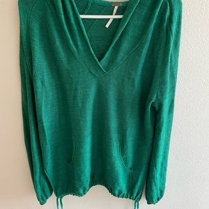 FREE PEOPLES OPTIMISTIC KELLY PULLON LINEN HOODIE x small